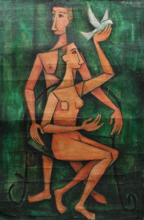 Pareja Con Palomas by Cundo Bermudez, 1952